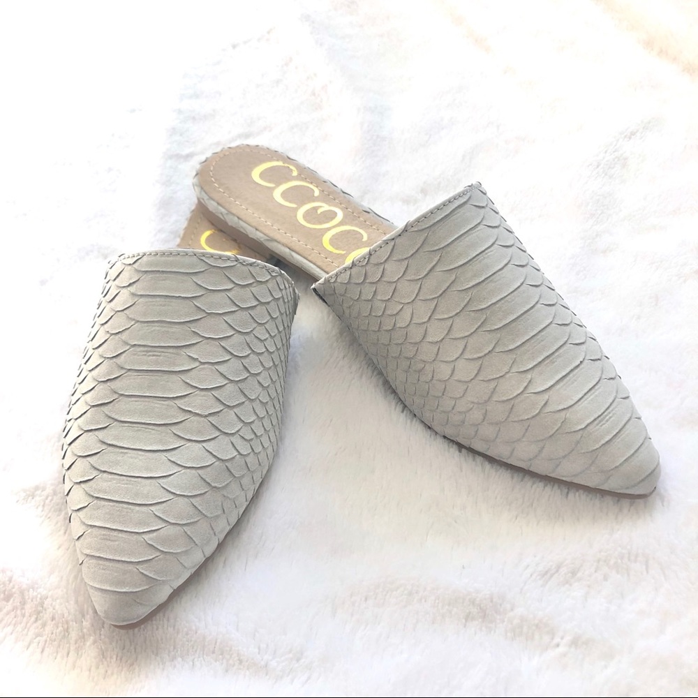 Light Grey Python Mules